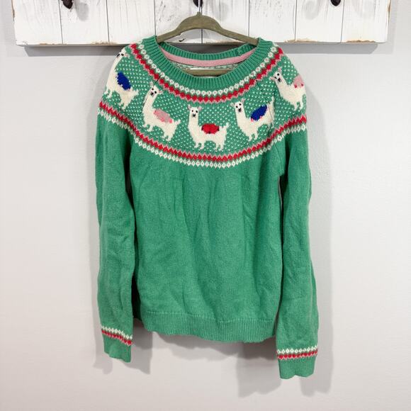 Boden Kids Llama Fair Isle Sweater 9-10 Cotton Wool Blend - Picture 1 of 5